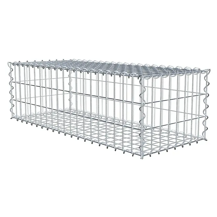 Gabiona Gabione - 100 x 40 x 30 cm, Metall, Maschenbreite: 50 mm, Maschenhöhe: 100 mm - Ein Gabionenkasten aus verzinktem Drahtgeflecht, ideal für Garten- und Landschaftsbau, mit robusten Spiralverbindungen für hohe Stabilität.