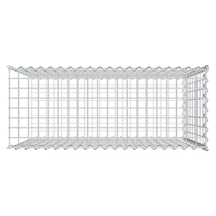 Gabiona Gabione Typ 2 - Zum Anbau in der Länge, 100 x 40 x 90 cm, Stahl, Maschenbreite: 50 mm, Maschenhöhe: 100 mm, Spirale - Silberner Drahtgitter-Gabionenkorb, ein offener rechteckiger Käfig für Landschaftsbau oder Bau.