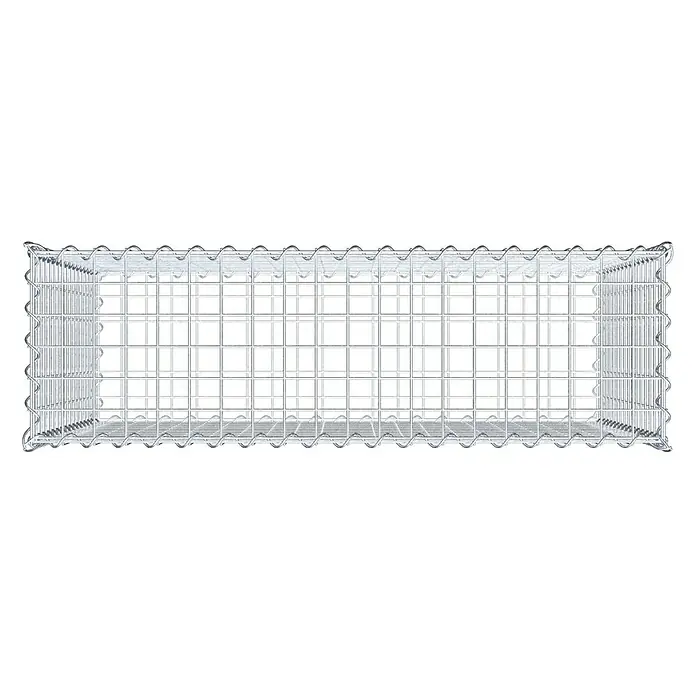 Gabiona Gabione - 100 x 30 x 80 cm, Metall, Maschenbreite: 50 mm, Maschenhöhe: 50 mm - Bild eines Gabionenkorbs aus verzinktem Drahtgeflecht, ideal für den Garten- und Landschaftsbau, zur Hangbefestigung und als Sichtschutz.