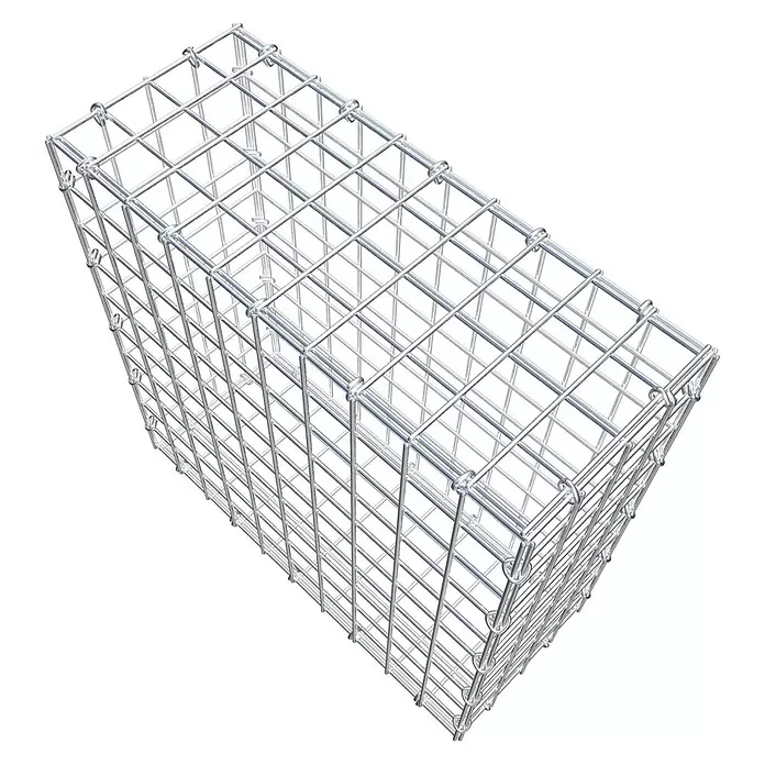 Gabiona Gabione - 50 x 20 x 50 cm, Stahl, Maschenbreite: 50 mm, Maschenhöhe: 50 mm, C-Ring - Silberfarbener, rechteckiger Drahtgitter-Gabionenkorb, bereit zum Füllen für eine stabile Wand oder Gartengestaltung.
