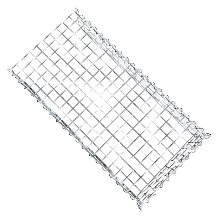 Gabiona Gabione Typ 4 - Zum Anbau in Länge & Höhe, 100 x 50 x 20 cm, Stahl, Maschenbreite: 50 mm, Maschenhöhe: 50 mm, Spirale - Leerer silberner Metall-Gabionenkorb, eine langlebige Drahtgitterstruktur für Landschafts- und Bauarbeiten.