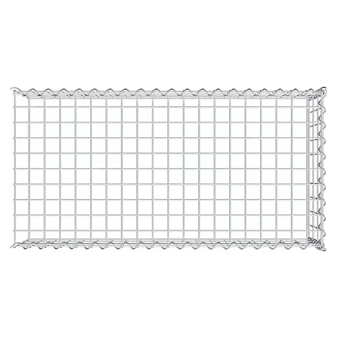 Gabiona Gabione Typ 4 - Zum Anbau in Länge & Höhe, 100 x 50 x 30 cm, Stahl, Maschenbreite: 50 mm, Maschenhöhe: 100 mm, Spirale - Rechteckiges Gabionen-Drahtgeflechtpanel aus silbergrauem Draht mit charakteristischen spiraligen Kantenverbindungen.