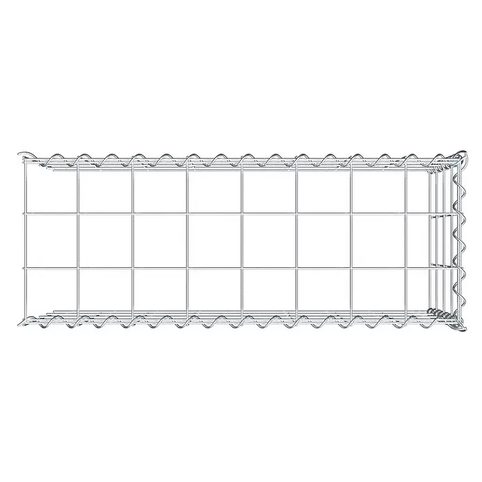 Gabiona Gabione Typ 4 - Zum Anbau in Länge & Höhe, 80 x 30 x 40 cm, Stahl, Maschenbreite: 100 mm, Maschenhöhe: 100 mm, Spirale - Silberner Gabionenkorb aus Metalldraht, rechteckig, von oben gesehen. Für Stützmauern und Landschaftsgestaltung.