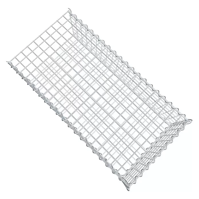 Gabiona Gabione Typ 2 - Zum Anbau in der Länge, 100 x 50 x 30 cm, Stahl, Maschenbreite: 50 mm, Maschenhöhe: 50 mm, Spirale - Verzinkter Drahtgeflecht-Gabionenkäfig mit quadratischen Gittern und Spiralrändern.