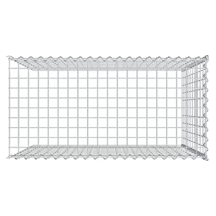 Gabiona Gabione Typ 4 - Zum Anbau in Länge & Höhe, 100 x 50 x 100 cm, Stahl, Maschenbreite: 50 mm, Maschenhöhe: 100 mm, Spirale - Rechteckiger, leerer Gabionenkorb aus verzinktem Silberdrahtgeflecht, ideal für Landschaftsbau oder Bauwesen.