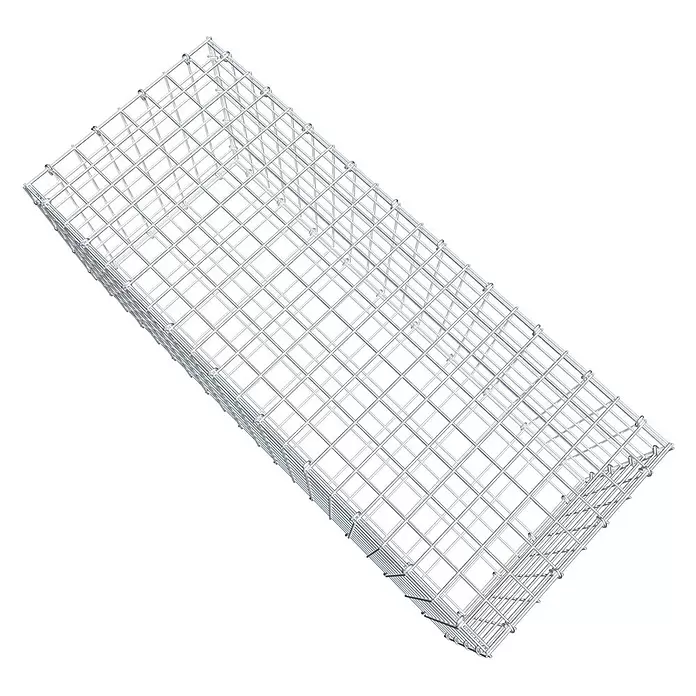 Gabiona Gabione - 100 x 40 x 40 cm, Stahl, Maschenbreite: 50 mm, Maschenhöhe: 50 mm - Leerer, rechteckiger Gabionenkorb aus silbernem Drahtgeflecht für Landschaftsbau oder Bau.