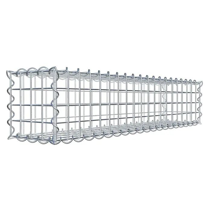 Gabiona Gabione - 100 x 20 x 20 cm, Metall, Maschenbreite: 50 mm, Maschenhöhe: 50 mm - Nahaufnahme eines Gabionen-Korbes, der aus verzinktem Draht gefertigt ist, ideal für Gartenbau und Landschaftsgestaltung.