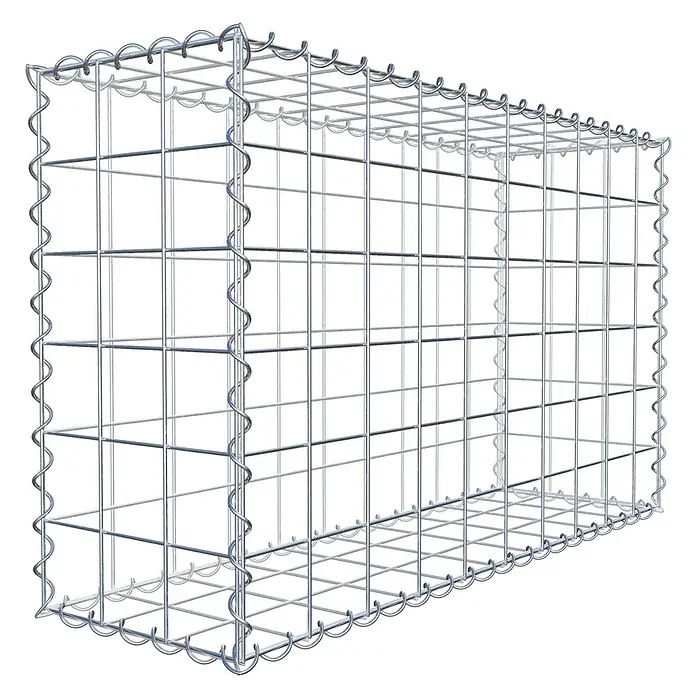 Gabiona Gabione - 100 x 30 x 60 cm, Metall, Maschenbreite: 100 mm, Maschenhöhe: 100 mm - Das Bild zeigt einen Gabionenkorb aus Drahtgeflecht. Der Gabionenkorb ist leer und hat eine rechteckige Form.