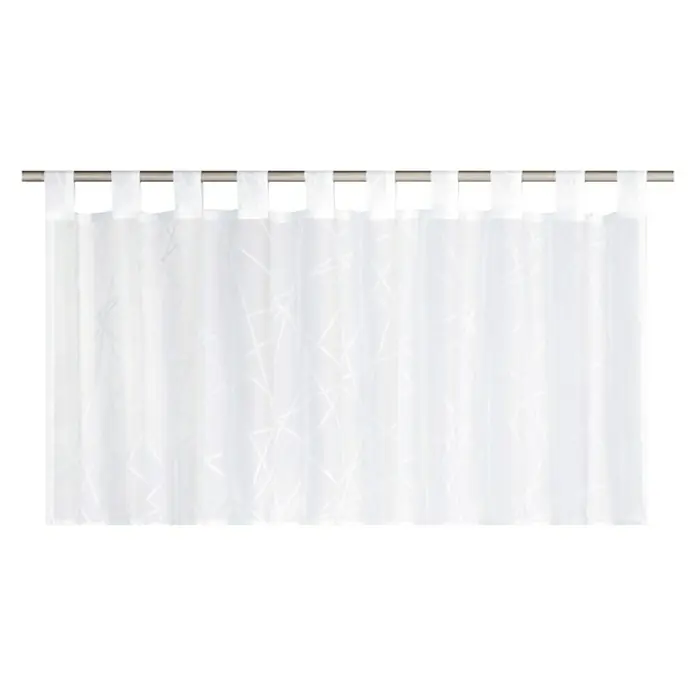 Elbersdrucke Bistrogardine Crossover - 140 x 48 cm, 100 % Polyester, Weiß - Weiße Gardine mit Schlaufenaufhängung und subtilem Muster für eine luftige Fensterdekoration. Sorgt für Privatsphäre bei Tageslicht.