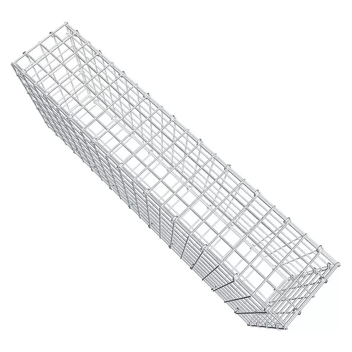 Gabiona Gabione - 100 x 20 x 40 cm, Stahl, Maschenbreite: 50 mm, Maschenhöhe: 50 mm, C-Ring - Länglicher, silberner Drahtgitter-Gabionenkorb.