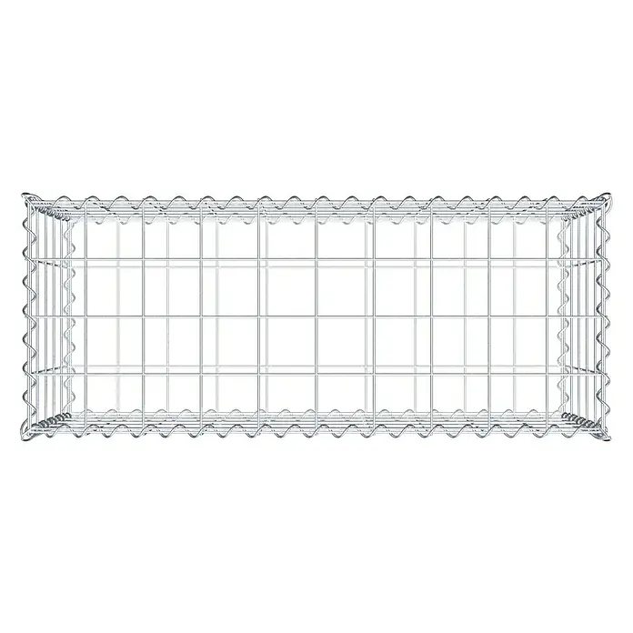 Gabiona Gabione - 100 x 40 x 50 cm, Metall, Maschenbreite: 100 mm, Maschenhöhe: 100 mm - Das Bild zeigt einen Gabionenkorb aus verzinktem Drahtgeflecht, der für dekorative und funktionale Zwecke im Garten- und Landschaftsbau eingesetzt wird.