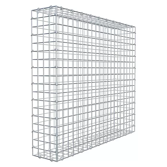 Gabiona Gabione - 100 x 20 x 90 cm, Stahl, Maschenbreite: 50 mm, Maschenhöhe: 50 mm - Silberner Gabionenkorb aus Metallgitter, rechteckige Prismenform.
