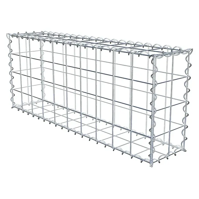 Gabiona Gabione - 100 x 20 x 40 cm, Metall, Maschenbreite: 100 mm, Maschenhöhe: 100 mm - Nahaufnahme eines Gabionenkörpers aus stabilem Drahtgitter, ideal zur Gestaltung von Außenbereichen und zur Hangbefestigung.