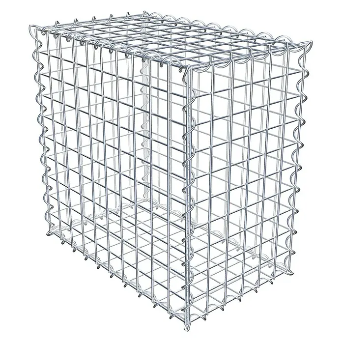 Gabiona Gabione - 50 x 30 x 50 cm, Metall, Maschenbreite: 50 mm, Maschenhöhe: 50 mm - Bild eines Gabionenkäfigs. Der Gabionenkäfig ist aus Draht gefertigt und bietet eine robuste Lösung für Landschaftsbau und Erosionsschutz.