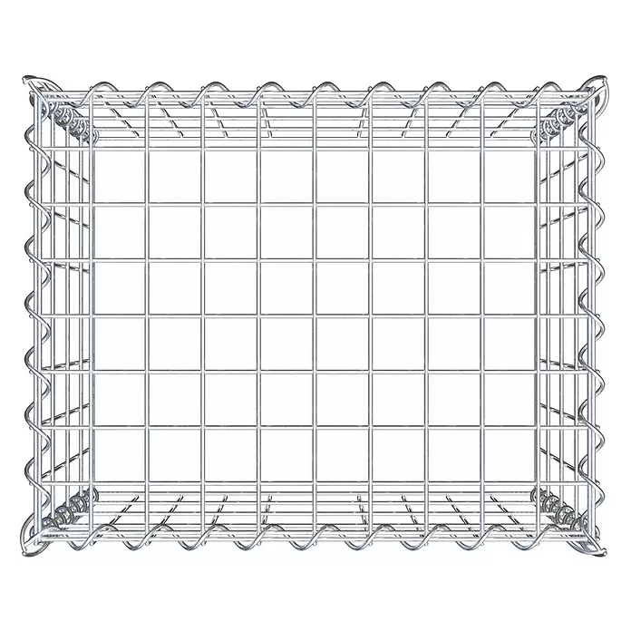 Gabiona Gabione Typ 3 - Zum Anbau in der Höhe, 50 x 40 x 40 cm, Stahl, Maschenbreite: 50 mm, Maschenhöhe: 100 mm, Spirale - Silberner Gabionenkorb aus Drahtgitter.