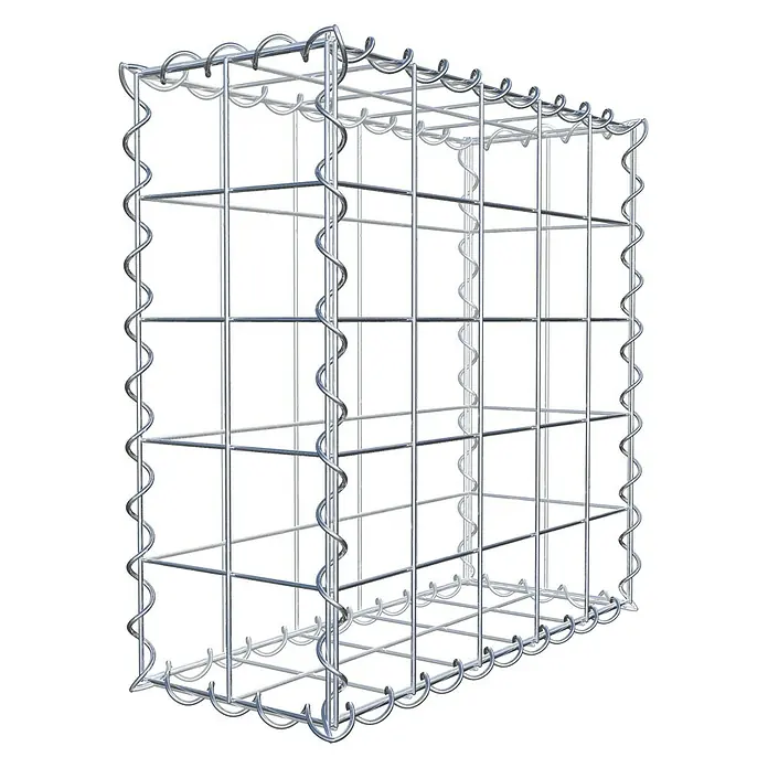 Gabiona Gabione - 50 x 20 x 50 cm, Metall, Maschenbreite: 100 mm, Maschenhöhe: 100 mm - Nahaufnahme eines Gabionenkorbs aus verzinktem Draht, ideal für Gartenbau und Landschaftsgestaltung. Robuste Konstruktion für vielseitige Anwendungen.