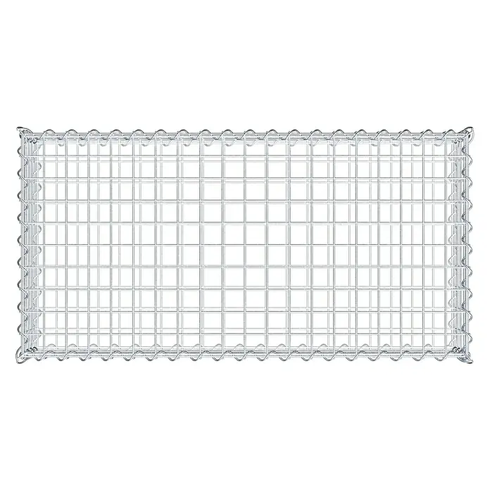 Gabiona Gabione100 x 50 x 20 cm, Metall, Maschenbreite: 50 mm, Maschenhöhe: 50 mm - Abbildung eines Gabionenkorbs aus Drahtgeflecht, ideal für Gartenbau und Landschaftsgestaltung. Robuste Konstruktion für vielseitige Anwendungen.
