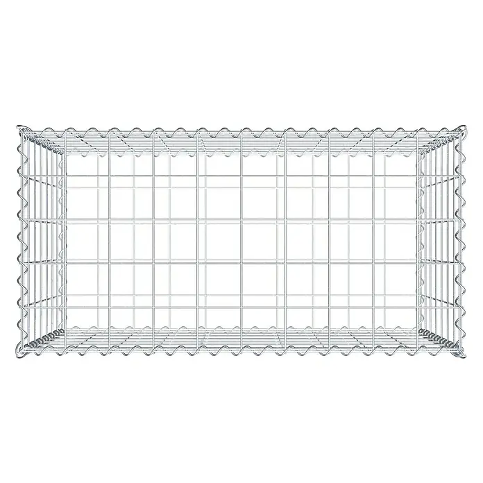 Gabiona Gabione - 100 x 50 x 70 cm, Metall, Maschenbreite: 100 mm, Maschenhöhe: 100 mm - Darstellung eines Gabionenkorbs aus verzinktem Drahtgeflecht, der Stabilität und modernes Design für Garten- und Landschaftsbau bietet.