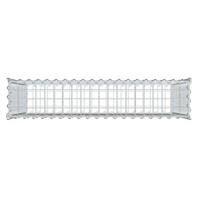Gabiona Gabione - 100 x 20 x 70 cm, Metall, Maschenbreite: 50 mm, Maschenhöhe: 50 mm - Das Bild zeigt einen Gabionenkorb, eine Drahtstruktur zur Befüllung mit Steinen oder anderen Materialien für den Landschaftsbau.