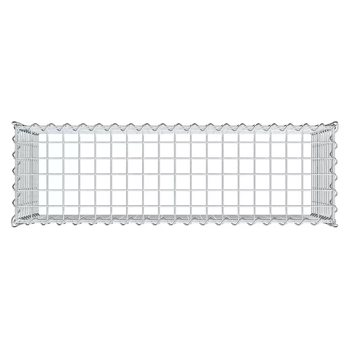 Gabiona Gabione Typ 3 - Zum Anbau in der Höhe, 100 x 30 x 50 cm, Stahl, Maschenbreite: 50 mm, Maschenhöhe: 50 mm, Spirale - Leerer rechteckiger Gabionenkorb aus verzinktem Silberdrahtgeflecht.