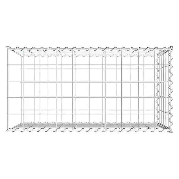 Gabiona Gabione Typ 2 - Zum Anbau in der Länge, 100 x 50 x 60 cm, Stahl, Maschenbreite: 100 mm, Maschenhöhe: 100 mm, Spirale - Silberfarbener Drahtgeflecht-Gabionenkorb, rechteckig, zum Befüllen mit Steinen.