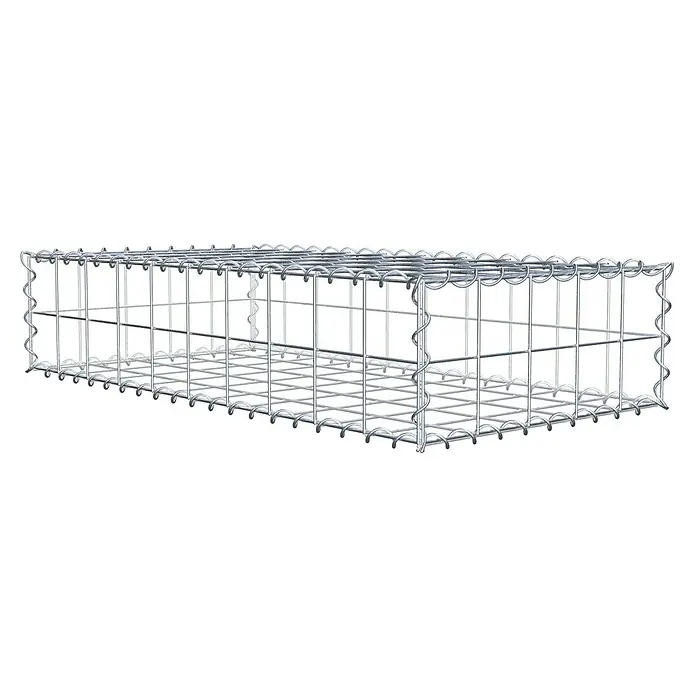 Gabiona Gabione - 100 x 50 x 20 cm, Metall, Maschenbreite: 100 mm, Maschenhöhe: 100 mm - Ein Drahtgitterkorb, der als Gabione verwendet wird, mit einer rechteckigen Form und einer stabilen Konstruktion für den Einsatz im Garten- und Landschaftsbau.