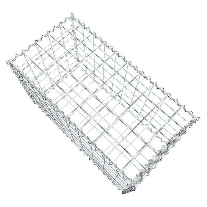 Gabiona Gabione100 x 50 x 60 cm, Metall, Maschenbreite: 100 mm, Maschenhöhe: 100 mm - Draufsicht auf einen Gabionenkorb aus Metalldrahtgeflecht, ideal für Gartenbau und Landschaftsgestaltung.
