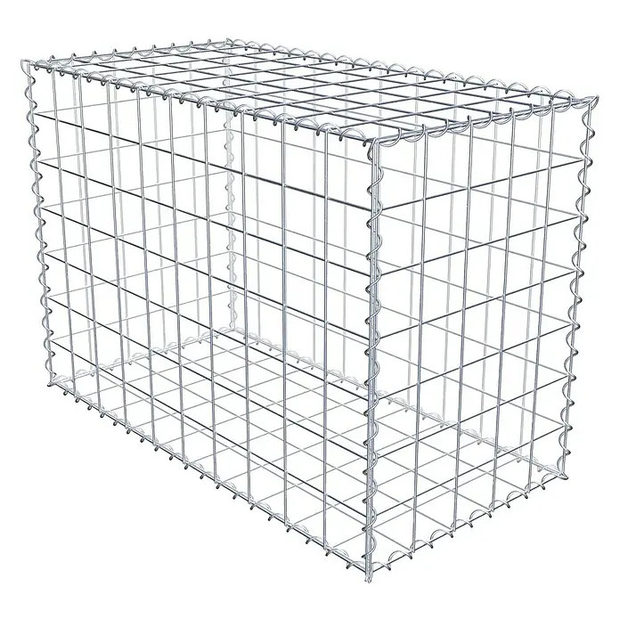 Gabiona Gabione - 100 x 50 x 70 cm, Metall, Maschenbreite: 100 mm, Maschenhöhe: 100 mm - Ein Drahtgitterkorb, auch bekannt als Gabione, zur Verwendung im Garten- und Landschaftsbau oder zur Hangbefestigung.