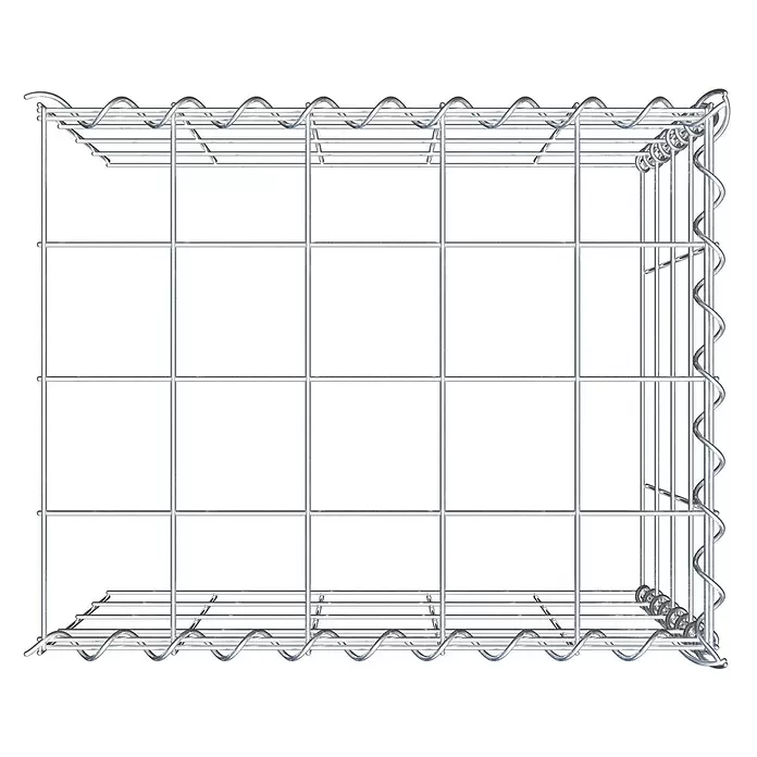 Gabiona Gabione Typ 4 - Zum Anbau in Länge & Höhe, 50 x 40 x 40 cm, Stahl, Maschenbreite: 100 mm, Maschenhöhe: 100 mm, Spirale - Rechteckiger Gabionenkorb aus silbernem Metallgeflecht mit Spiralverbindern für Gabionenmauern.