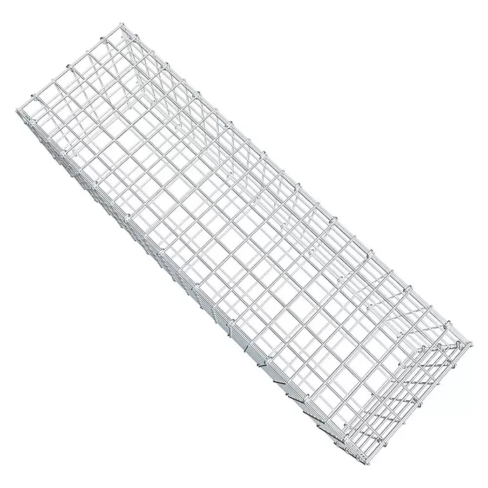 Gabiona Gabione - 100 x 30 x 30 cm, Stahl, Maschenbreite: 50 mm, Maschenhöhe: 50 mm - Rechteckiger Drahtgitter-Gabionenkorb aus Silber für Stützmauern.