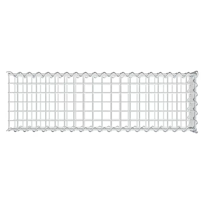 Gabiona Gabione Typ 2 - Zum Anbau in der Länge, 100 x 30 x 20 cm, Stahl, Maschenbreite: 50 mm, Maschenhöhe: 50 mm, Spirale - Silberner Drahtgitter-Gabionenkorb, unmontiert.