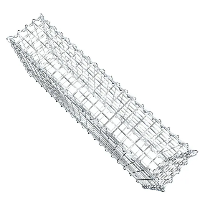 Gabiona Gabione100 x 20 x 40 cm, Metall, Maschenbreite: 50 mm, Maschenhöhe: 50 mm - Draufsicht auf eine Gabionenkiste aus Drahtgeflecht, ein vielseitiges Element für Landschaftsbau und Erosionsschutz, das Robustheit und Ästhetik vereint.