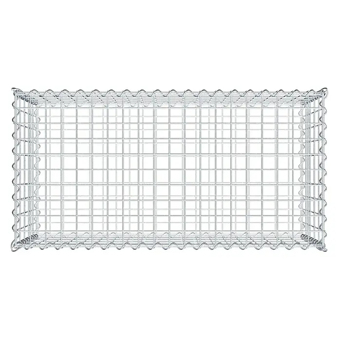 Gabiona Gabione - 100 x 50 x 50 cm, Metall, Maschenbreite: 50 mm, Maschenhöhe: 100 mm - Draufsicht auf einen Gabionenkorb aus Drahtgeflecht. Dieser Gabionenkorb ist ideal für den Einsatz im Garten- und Landschaftsbau.