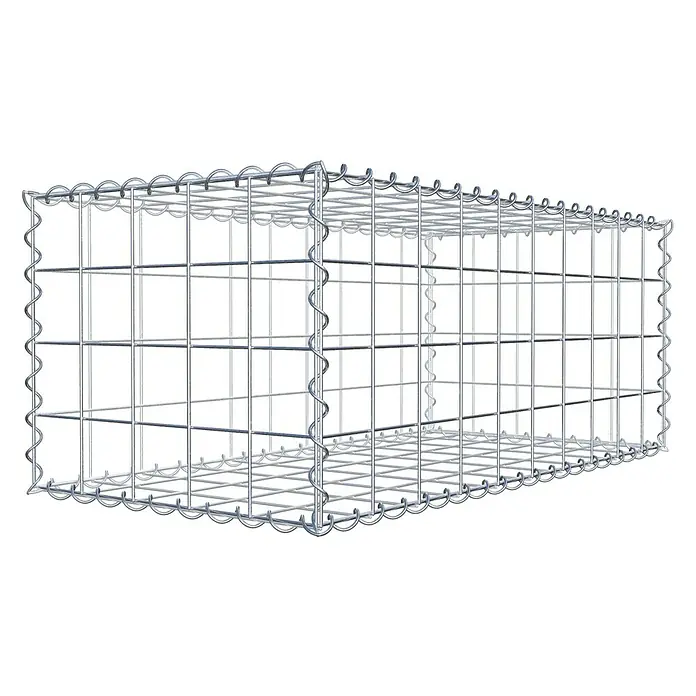Gabiona Gabione - 100 x 50 x 40 cm, Metall, Maschenbreite: 100 mm, Maschenhöhe: 100 mm - Draufsicht auf einen stabilen Gabionenkorb aus verzinktem Draht, ideal für den Garten- und Landschaftsbau, zur Hangbefestigung oder als dekoratives Element.