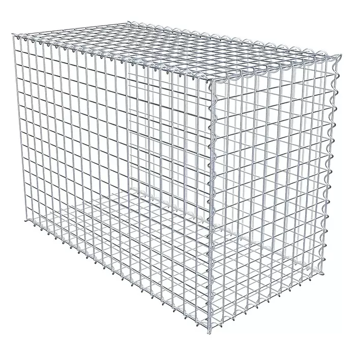 Gabiona Gabione Typ 2 - Zum Anbau in der Länge, 100 x 50 x 70 cm, Stahl, Maschenbreite: 50 mm, Maschenhöhe: 50 mm, Spirale - Rechteckiger silbergrauer Gabionenkorb aus verzinktem Stahldrahtgeflecht, ideal für Landschafts- und Stützmauern.