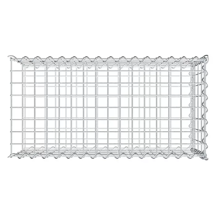 Gabiona Gabione Typ 2 - Zum Anbau in der Länge, 80 x 40 x 40 cm, Stahl, Maschenbreite: 50 mm, Maschenhöhe: 100 mm, Spirale - Leerer Gabionenkorb aus silbernem Drahtgeflecht, bereit zur Befüllung mit Steinen oder anderen Materialien.
