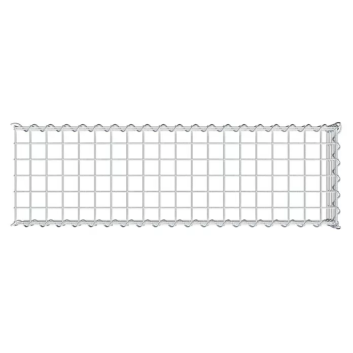 Gabiona Gabione Typ 4 - Zum Anbau in Länge & Höhe, 100 x 30 x 20 cm, Stahl, Maschenbreite: 50 mm, Maschenhöhe: 50 mm, Spirale - Silbernes Drahtgitterelement mit spiralförmigen Kanten, für Gabionenbau.