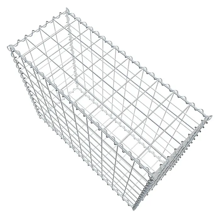 Gabiona Gabione - 100 x 40 x 80 cm, Metall, Maschenbreite: 100 mm, Maschenhöhe: 100 mm - Draufsicht auf einen Gabionen-Steinkorb aus Drahtgeflecht, ideal für den Garten- und Landschaftsbau.