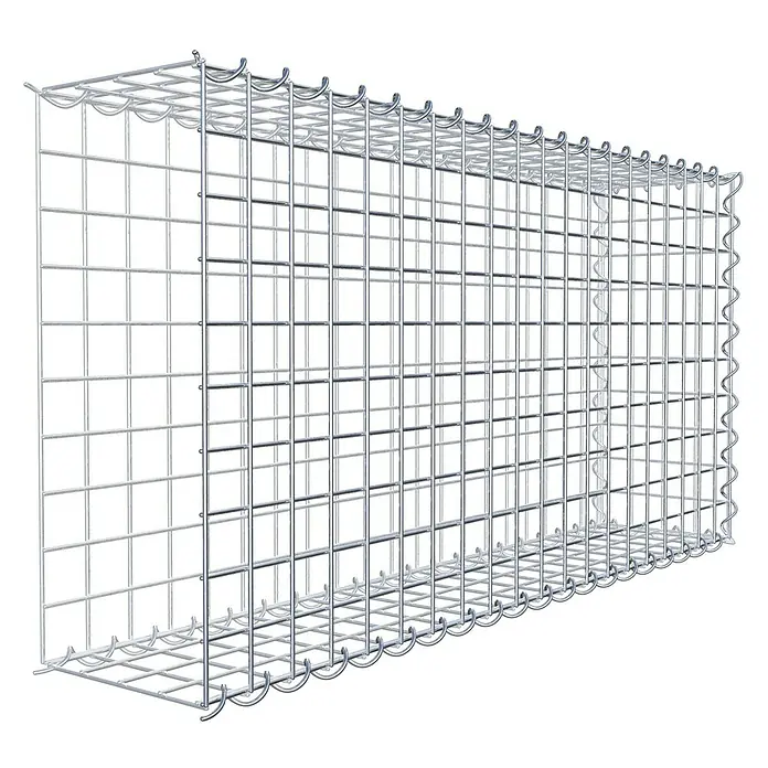 Gabiona Gabione Typ 2 - Zum Anbau in der Länge, 100 x 20 x 50 cm, Stahl, Maschenbreite: 50 mm, Maschenhöhe: 50 mm - Bild eines Gabionenkorbs aus Drahtgeflecht, ideal für Garten- und Landschaftsbau, der Stabilität und modernes Design vereint.