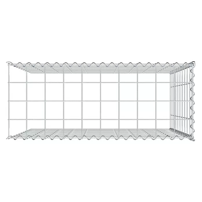 Gabiona Gabione Typ 4 - Zum Anbau in Länge & Höhe, 100 x 40 x 100 cm, Stahl, Maschenbreite: 100 mm, Maschenhöhe: 100 mm, Spirale - Rechteckiger Gabionenkorb aus silbernem Metalldraht, leer.