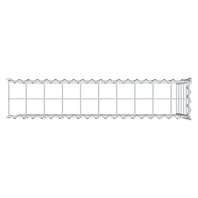 Gabiona Gabione Typ 4 - Zum Anbau in Länge & Höhe, 100 x 20 x 50 cm, Stahl, Maschenbreite: 100 mm, Maschenhöhe: 100 mm, Spirale - Rechteckiges Gabionengitter aus silbernem Metall mit spiralförmigen Verbindern.