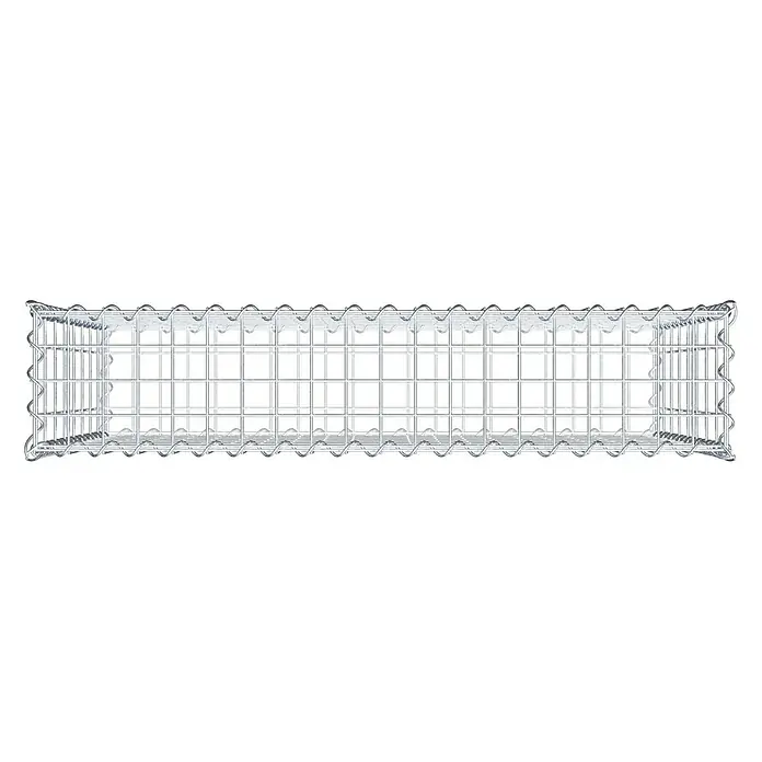 Gabiona Gabione - 100 x 20 x 80 cm, Metall, Maschenbreite: 50 mm, Maschenhöhe: 100 mm - Das Bild zeigt einen Gabionenkorb aus Drahtgeflecht, der für den Einsatz im Garten- und Landschaftsbau konzipiert ist.