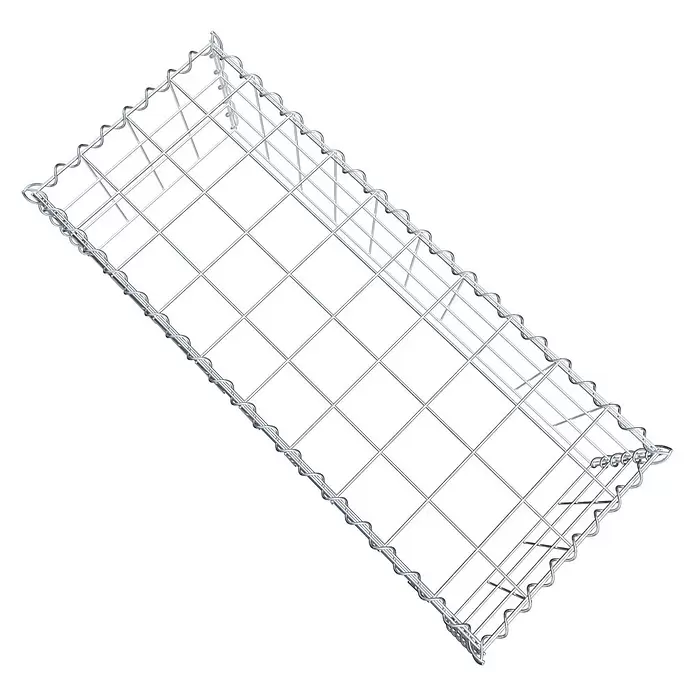 Gabiona Gabione Typ 3 - Zum Anbau in der Höhe, 100 x 40 x 30 cm, Stahl, Maschenbreite: 100 mm, Maschenhöhe: 100 mm, Spirale - Silberner Drahtgitter-Gabionenkorb, rechteckig, leer, mit spiralförmig gebundenen Kanten.