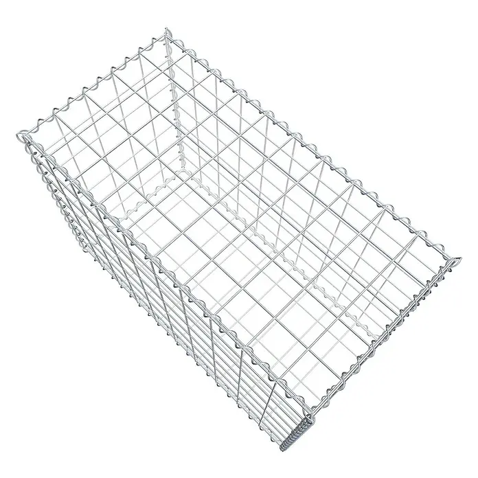 Gabiona Gabione - 100 x 50 x 70 cm, Metall, Maschenbreite: 100 mm, Maschenhöhe: 100 mm - Ein Gabionenkorb aus verzinktem Drahtgitter, ideal für den Garten- und Landschaftsbau, zur Hangbefestigung oder als dekoratives Element.