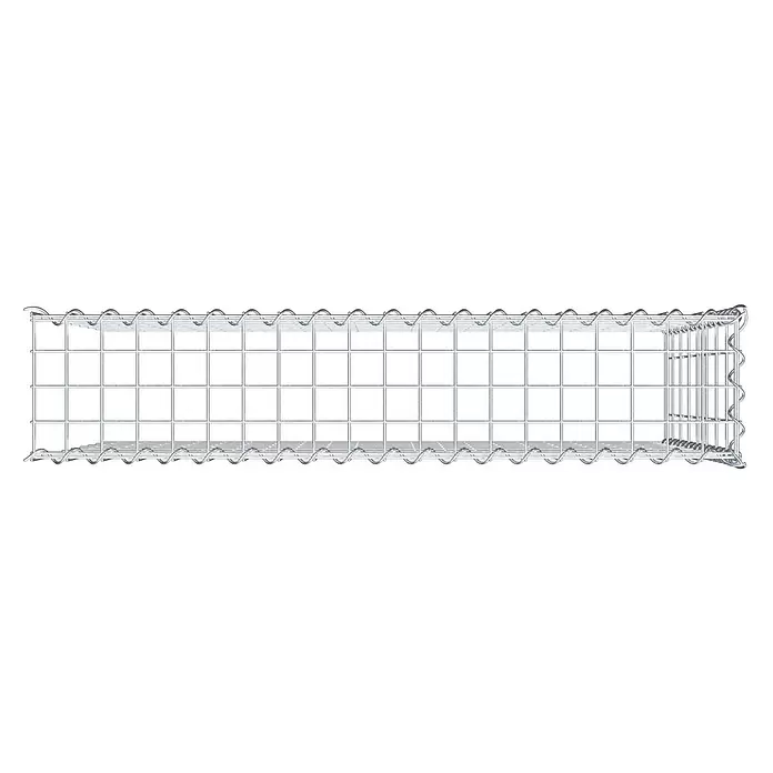 Gabiona Gabione Typ 4 - Zum Anbau in Länge & Höhe, 100 x 20 x 80 cm, Stahl, Maschenbreite: 50 mm, Maschenhöhe: 100 mm, Spirale - Rechteckiger Gabionenkorb aus silbernem Drahtgeflecht, mit Spiralfedern montiert.