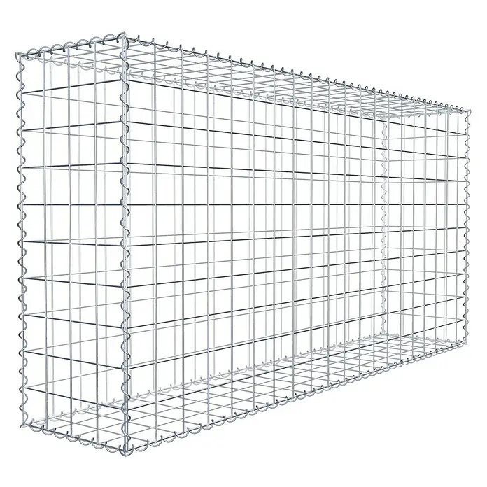 Gabiona Gabione - 200 x 40 x 100 cm, Metall, Maschenbreite: 100 mm, Maschenhöhe: 100 mm - Ein Gabionenkorb aus verzinktem Stahldrahtgitter, ideal für Gartenbau und Landschaftsgestaltung, bietet stabilen Halt und dekorative Gestaltungsmöglichkeiten.