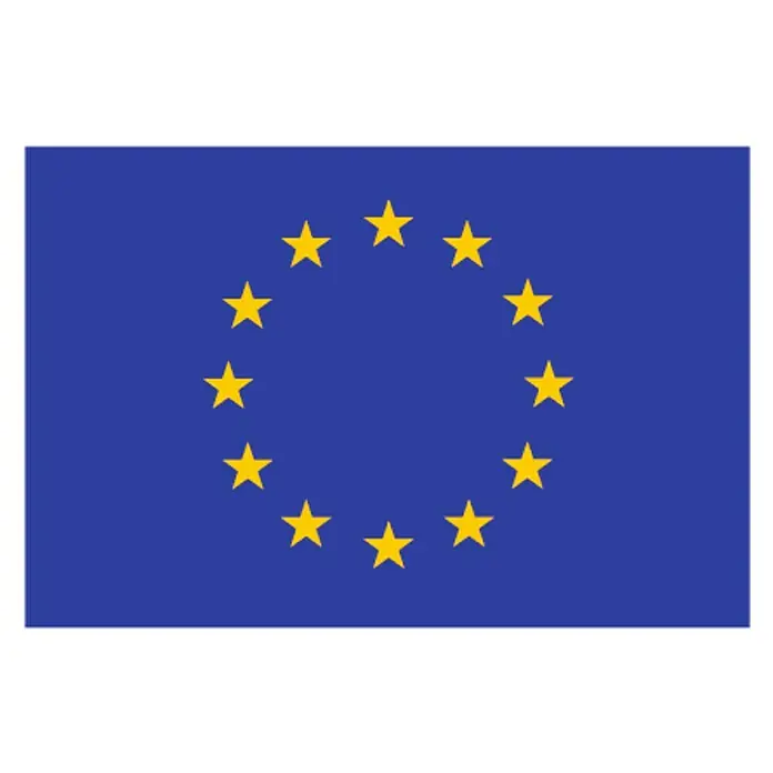Bandera Comunidad Europea - 70 x 110 cm - La bandera de la Unión Europea, con un fondo azul y doce estrellas doradas dispuestas en círculo.