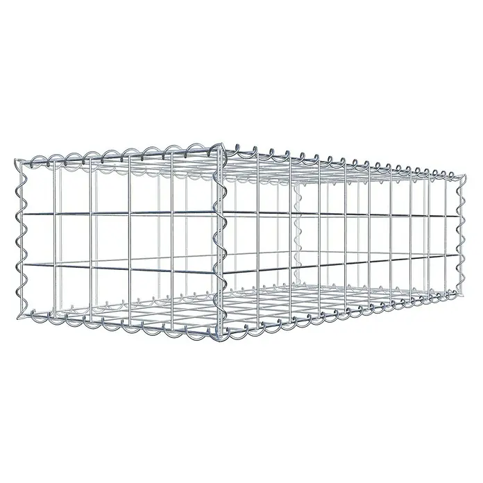 Gabiona Gabione - 100 x 50 x 30 cm, Metall, Maschenbreite: 100 mm, Maschenhöhe: 100 mm - Ein leeres Gabionengitter aus verzinktem Draht, das für den Einsatz im Garten- und Landschaftsbau konzipiert ist. Es ist bereit, mit Steinen befüllt zu werden.