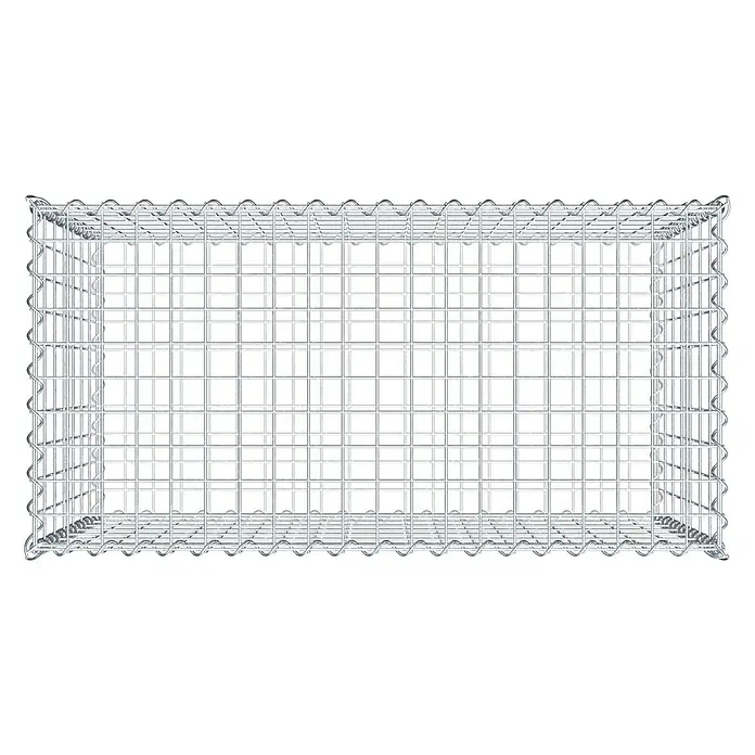 Gabiona Gabione - 100 x 50 x 70 cm, Metall, Maschenbreite: 50 mm, Maschenhöhe: 100 mm - Draufsicht auf einen Gabionenkorb aus Drahtgitter. Geeignet für Gartenbau, Landschaftsgestaltung und zur Hangbefestigung.