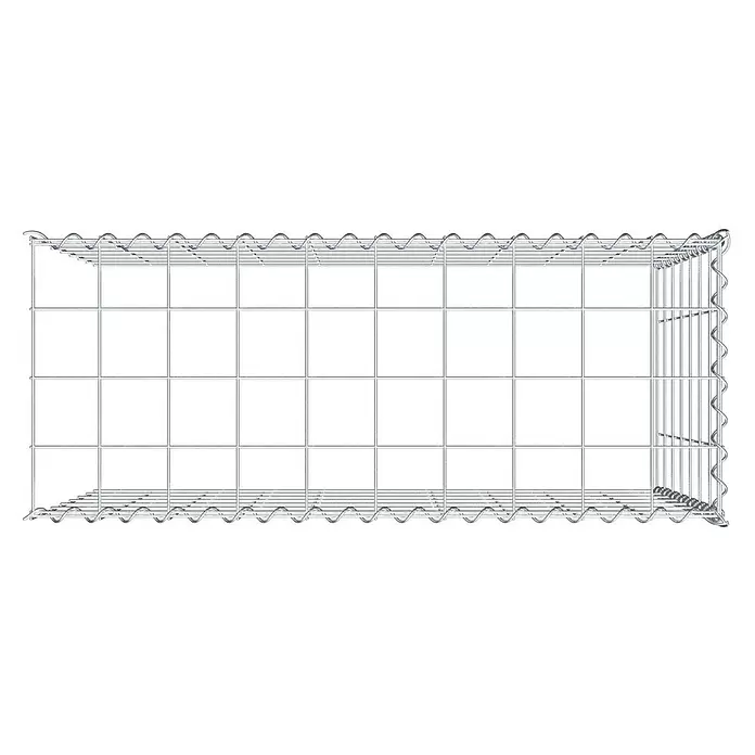Gabiona Gabione Typ 4 - Zum Anbau in Länge & Höhe, 100 x 40 x 70 cm, Stahl, Maschenbreite: 100 mm, Maschenhöhe: 100 mm, Spirale - Rechteckiger Gabionenkorb aus silbernem Drahtgeflecht, montiert.